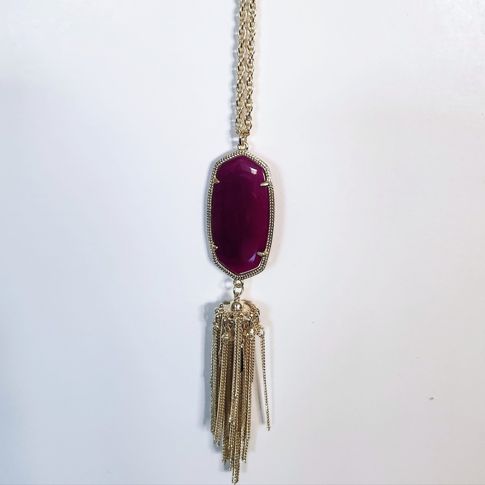 ✨️Kendra Scott Rayne Gold Necklace with Deep Purple Stone NWT✨️ - Picture 2 of 5